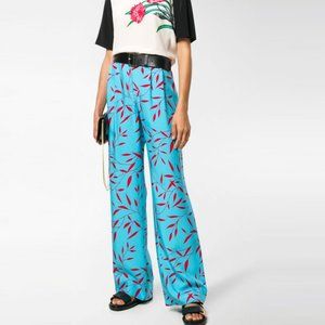 DVF DIANE VON FURSTENBERG WIDE LEAF PRINT PANTS TROUSERS SIZE 6